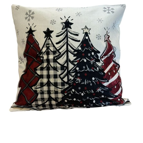Christmas Tree Pillow Cover 17in x 17in Holiday Decor With Snowflake Design - Picture 6 of 9